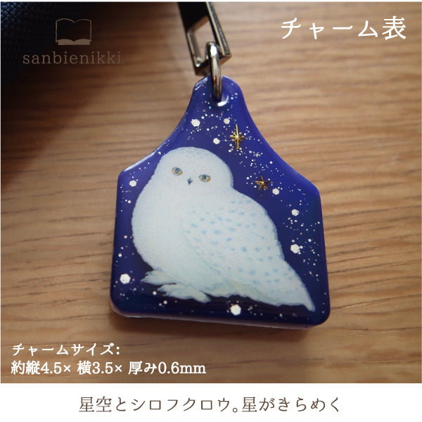 sanbienikki. サンビエニッキ 星空とシロフクロウ チャーム付き タブレットケース 星 星空 フクロウ ふくろう しろふくろう 限定1個! 送料無料 (当店負担)