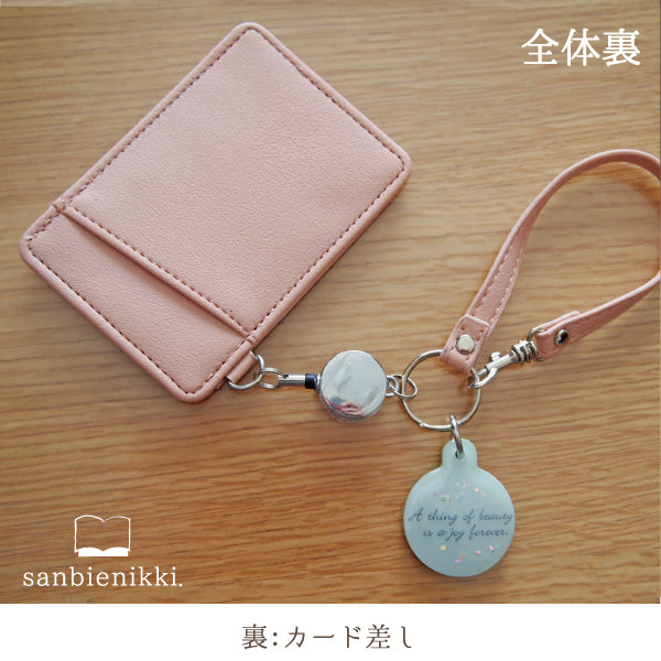 sanbienikki. サンビエニッキ 桜とメジロ リール&チャーム付き さくら パスケース 限定1個! 送料無料 (当店負担)